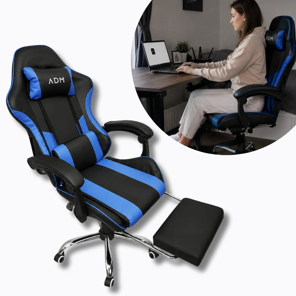 Ergonominė biuro ir žaidimų kėdė su kojų atrama