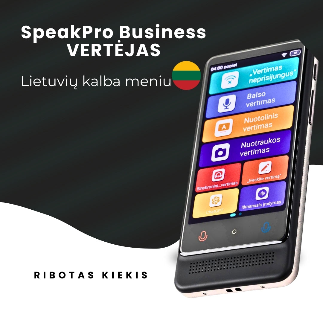 SpeakPro Business 158 kalbų balso vertėjas su Lietuvių kalba meniu
