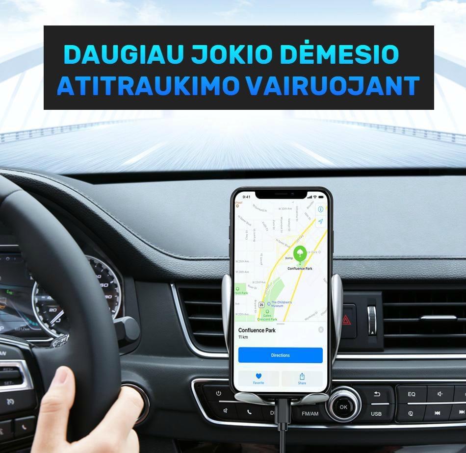 Belaidis automatinis automobilinis telefono laikiklis ir įkroviklis - modernus patogumas