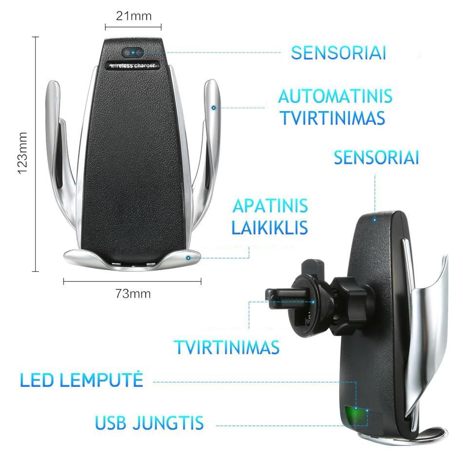 Belaidis automatinis automobilinis telefono laikiklis ir įkroviklis - modernus patogumas