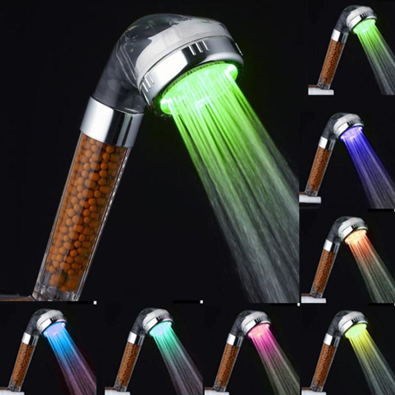 Išmanioji 3/7spalvų LED dušo galvutė su mineralais ir anijonų akmenukais sukurs tikrą SPA namuose!