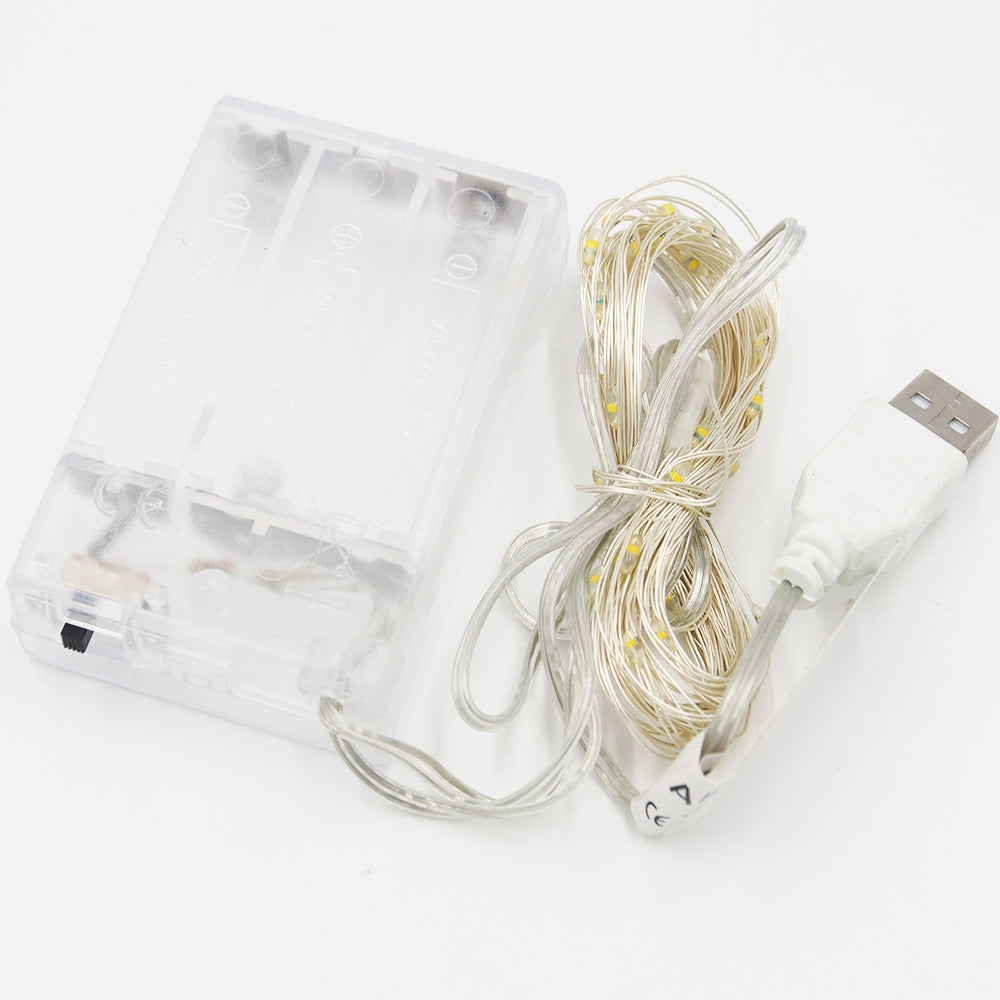 USB LED Girlianda Lanksti Vielutė 50LED - Šaltai balta